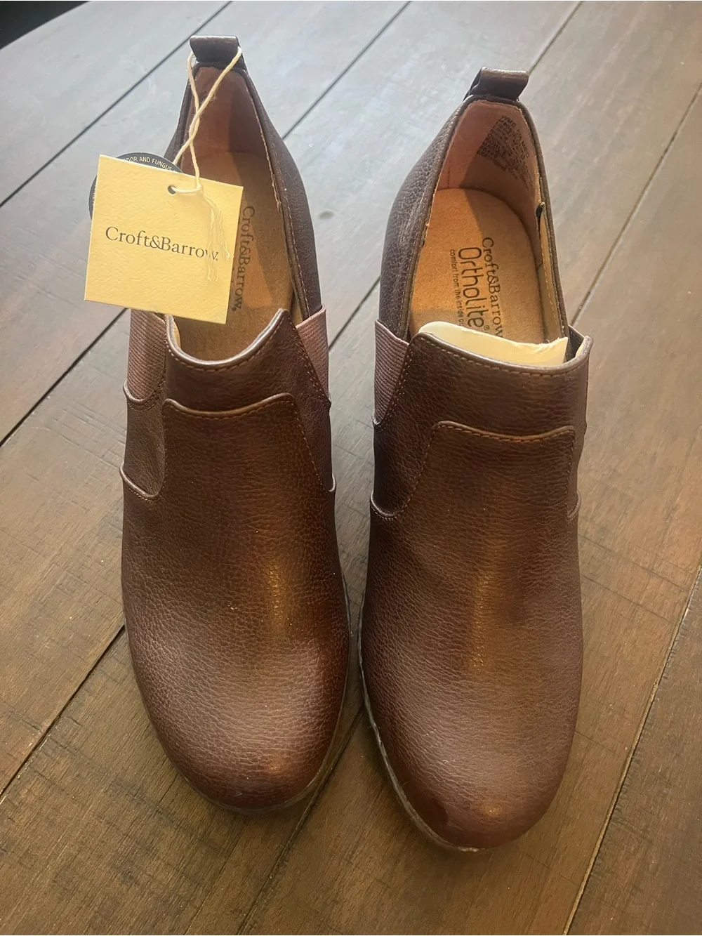 New Women’s Croft & Barrow Ortholite Brown Slip-On Leather Shoes